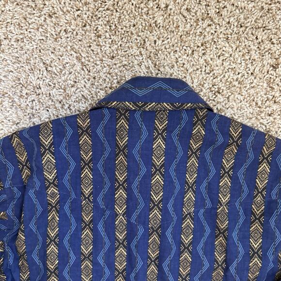 Wrangler X-Long Tails 15-33 Blue Aztec Pearl Snap Button Up Western Shirt Large - Picture 6 of 9